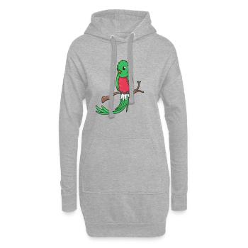 Kawaii Quetzal - Sweat-shirt à capuche long Femme - gris chiné - Devant
