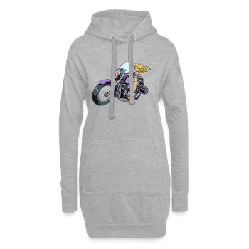 Femme sexy à moto - Sweat-shirt à capuche long Femme - gris chiné - Devant