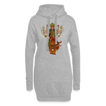 Hindu Gott - Durga - Hoodie-Kleid - Grau meliert - Vorne