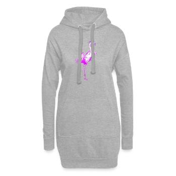 Dessin coloré d’un flamant rose - Sweat-shirt à capuche long Femme - gris chiné - Devant