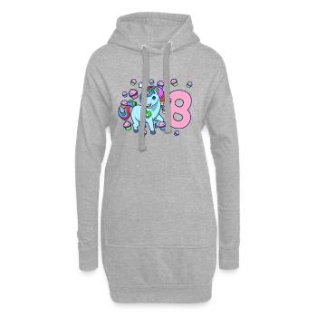 Mit Einhorn - Mädchen Geburtstag 8 Jahre - Hoodie-Kleid - Grau meliert - Vorne