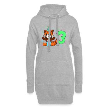 Mit Roter Panda - Kinder Geburtstag 3 Jahre - Hoodie-Kleid - Grau meliert - Vorne