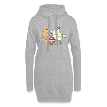 Au Poulet - Anniversaire Enfants 5 Ans - Sweat-shirt à capuche long Femme - gris chiné - Devant