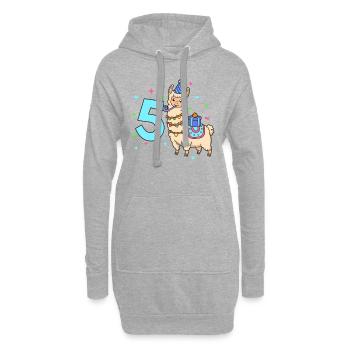 Avec lama - anniversaire des enfants 5 ans - Sweat-shirt à capuche long Femme - gris chiné - Devant