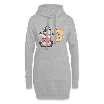 Avec Vache - Anniversaire Enfants 3 Ans - Sweat-shirt à capuche long Femme - gris chiné - Devant