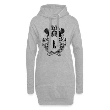 L Buchstabe Wappen - Hoodie-Kleid - Grau meliert - Vorne