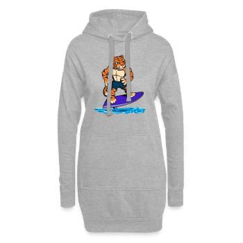 Tiger Surfer sur Hydrofoil Surfboard - Sweat-shirt à capuche long Femme - gris chiné - Devant