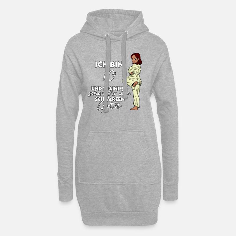 Ich bin 10 - Mädchen Karate - Hoodie-Kleid - Grau meliert
