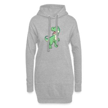 Kawaii TREX - Hoodie-Kleid - Grau meliert - Vorne