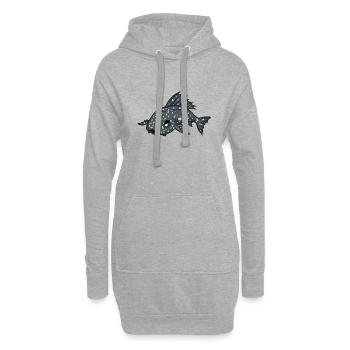 Poisson-chat kawaii - Sweat-shirt à capuche long Femme - gris chiné - Devant