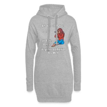 Ich bin 10 - Mädchen Vogelbeobachtung - Hoodie-Kleid - Grau meliert - Vorne