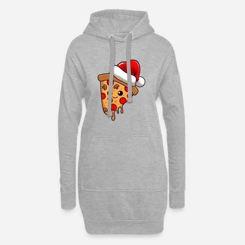 Pizza Weihnachten Comic Xmas - Hoodie-Kleid - Grau meliert