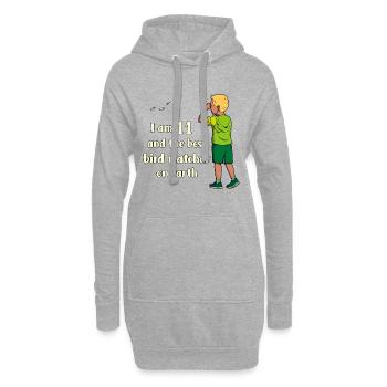 J’ai 11 ans - Boy Birdwatching - Sweat-shirt à capuche long Femme - gris chiné - Devant