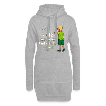 Ich bin 12 - Jungen Vogelbeobachtung - Hoodie-Kleid - Grau meliert - Vorne