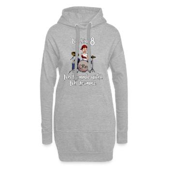 Ich bin 8 - Jungen Schlagzeuger - Hoodie-Kleid - Grau meliert - Vorne