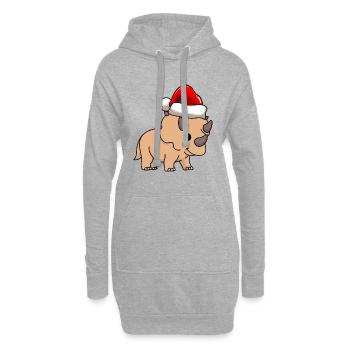 Dinosaure tricératops Noël - Sweat-shirt à capuche long Femme - gris chiné - Devant