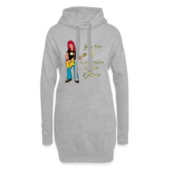 Ich bin 4 - Mädchen Gitarrist - Hoodie-Kleid - Grau meliert - Vorne