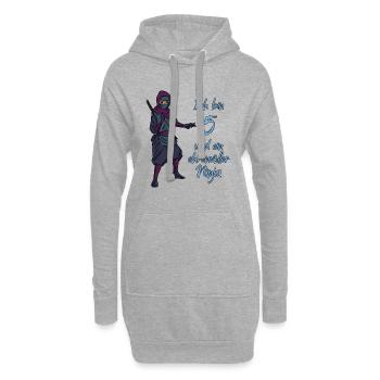 Ich bin 5 - Jungen Ninja - Hoodie-Kleid - Grau meliert - Vorne