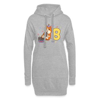 Avec hamster - anniversaire des enfants 8 ans - Sweat-shirt à capuche long Femme - gris chiné - Devant