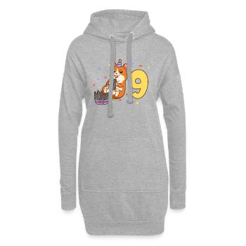 Mit Hamster - Kinder Geburtstag 9 Jahre - Hoodie-Kleid - Grau meliert - Vorne