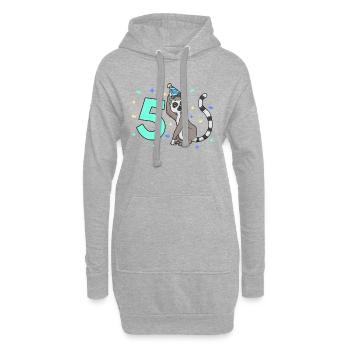 Avec lémurien - anniversaire des enfants 5 ans - Sweat-shirt à capuche long Femme - gris chiné - Devant