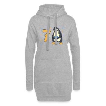 Avec pingouin - anniversaire des enfants 7 ans - Sweat-shirt à capuche long Femme - gris chiné - Devant