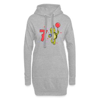 Avec tortue - anniversaire des enfants 7 ans - Sweat-shirt à capuche long Femme - gris chiné - Devant