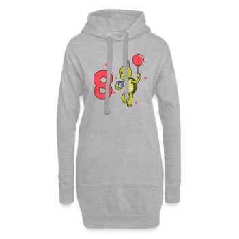 Avec tortue - anniversaire des enfants 8 ans - Sweat-shirt à capuche long Femme - gris chiné - Devant