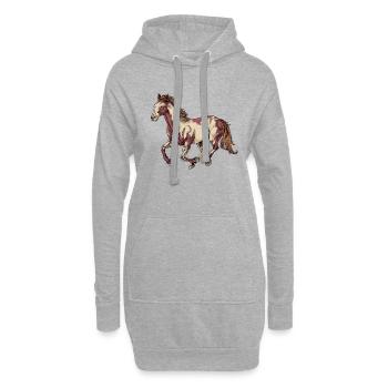 Dessin d’un cheval de peinture - Sweat-shirt à capuche long Femme - gris chiné - Devant