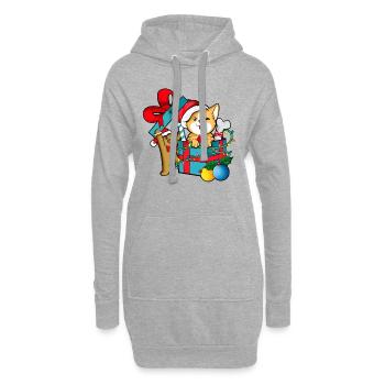 Avec homme en pain d’épice dans un cadeau - Corgi Christmas - Sweat-shirt à capuche long Femme - gris chiné - Devant
