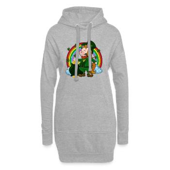 Licorne Leprechaun - Licorne de St Patrick - Sweat-shirt à capuche long Femme - gris chiné - Devant