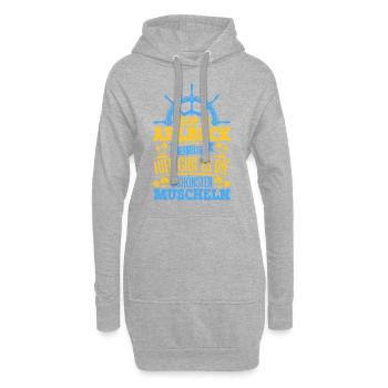 Schöne Muscheln - Warum ich Ahlbeck so liebe - Hoodie-Kleid - Grau meliert - Vorne