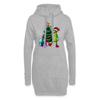 Weihnachten - Cartoon Weihnachts Gurke - Hoodie-Kleid - Grau meliert - Vorne