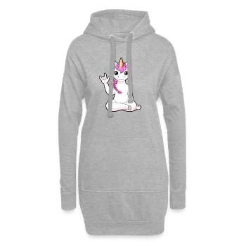 Cartoon Unicorn Shows I Love You - Sweat-shirt à capuche long Femme - gris chiné - Devant