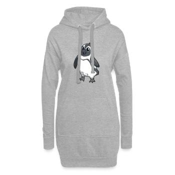 Pingouin à lunettes Kawaii - Sweat-shirt à capuche long Femme - gris chiné - Devant
