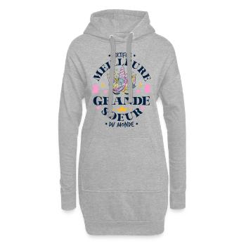 Certifiée Meilleure Grande Soeur du Monde - Sweat-shirt à capuche long Femme - gris chiné - Devant