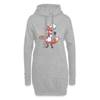 Fuchs est pizzaïolo - Sweat-shirt à capuche long Femme - gris chiné - Devant