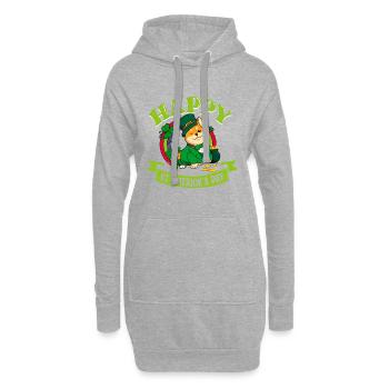 St Patrick’s Corgi - Bonne Saint-Patrick - Sweat-shirt à capuche long Femme - gris chiné - Devant