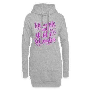Ich werde große Schwester - Hoodie-Kleid - Grau meliert - Vorne