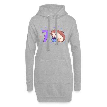 Mit Igel - Kinder Geburtstag 7 Jahre - Hoodie-Kleid - Grau meliert - Vorne