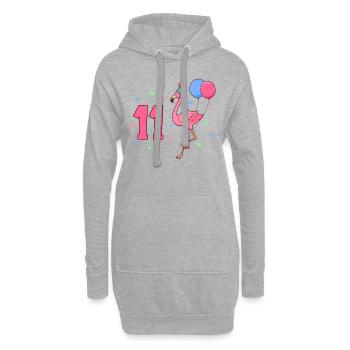 Avec Flamingo - Anniversaire de fille 11 ans - Sweat-shirt à capuche long Femme - gris chiné - Devant