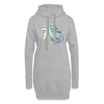 Avec Brachiosaurus - Anniversaire des enfants 7 ans - Sweat-shirt à capuche long Femme - gris chiné - Devant