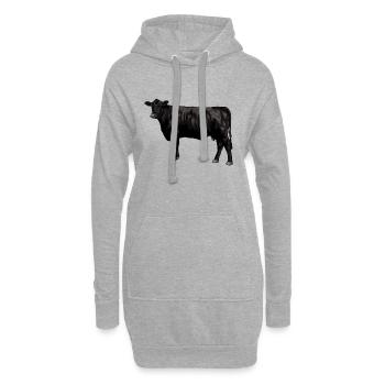 Dessin d’une vache Black Angus - Sweat-shirt à capuche long Femme - gris chiné - Devant