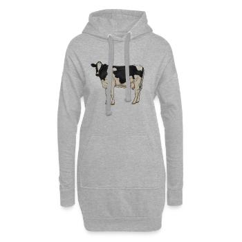 Zeichnung eines Holstein Rind - Hoodie-Kleid - Grau meliert - Vorne