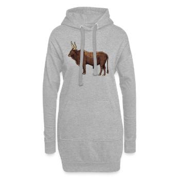 Dessin d’une vache Ankole - Sweat-shirt à capuche long Femme - gris chiné - Devant