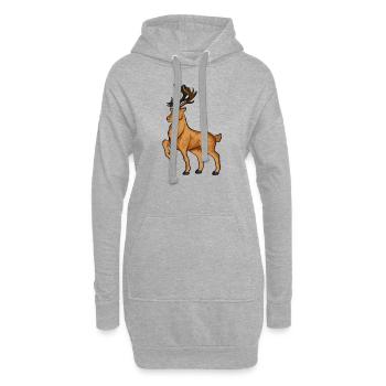Drawing of a reindeer - Hoodie Dress - heather grey - Front