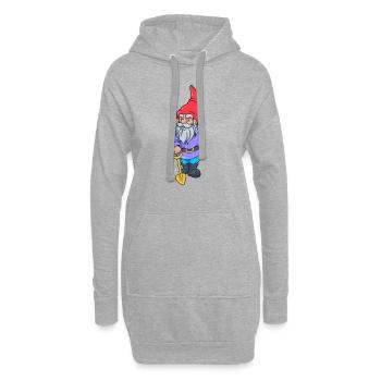 Gartenzwerg mit Schaufel - Hoodie-Kleid - Grau meliert - Vorne