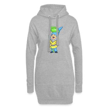 Gartenzwerg mit Blatt - Hoodie-Kleid - Grau meliert - Vorne