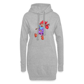 Gartenzwerg beim Wandern - Hoodie-Kleid - Grau meliert - Vorne