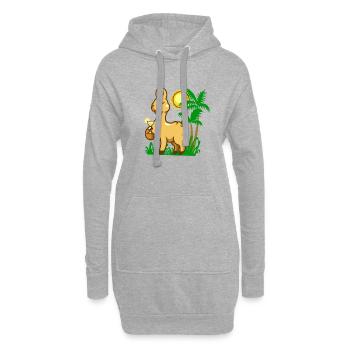 Comic Lama genießt einen Cocktail - Hoodie-Kleid - Grau meliert - Vorne